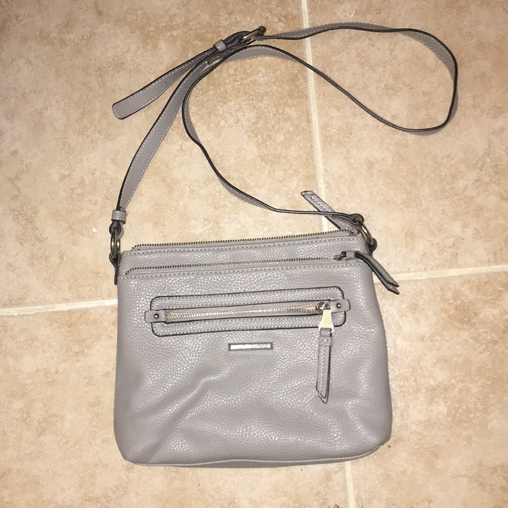 Gray cross body purse